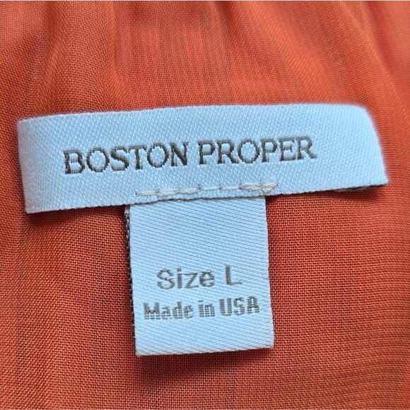 E Boston Proper Orange Plisse Pleated Halter Maxi Dress Womens Size L Rope Flowy - Picture 13 of 13